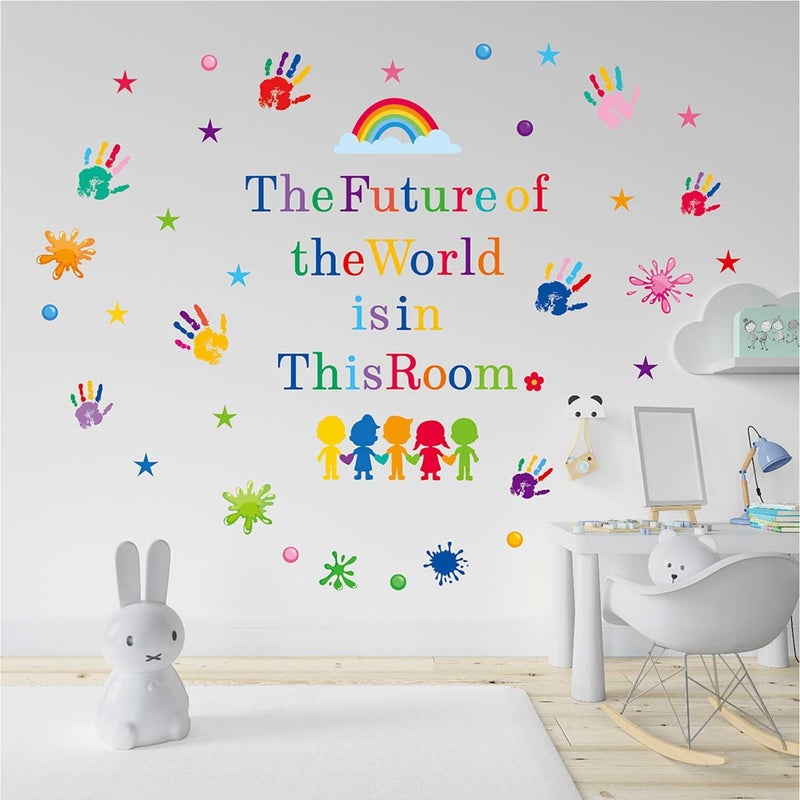 CharmFlo Inspirational Wall Decals for Kids Motivational Classroom Decor with Removable Quotes The Future of The World is in This Room Peel and Stick Wall Stickers Bedroom Nursery School Playroom - Image 5